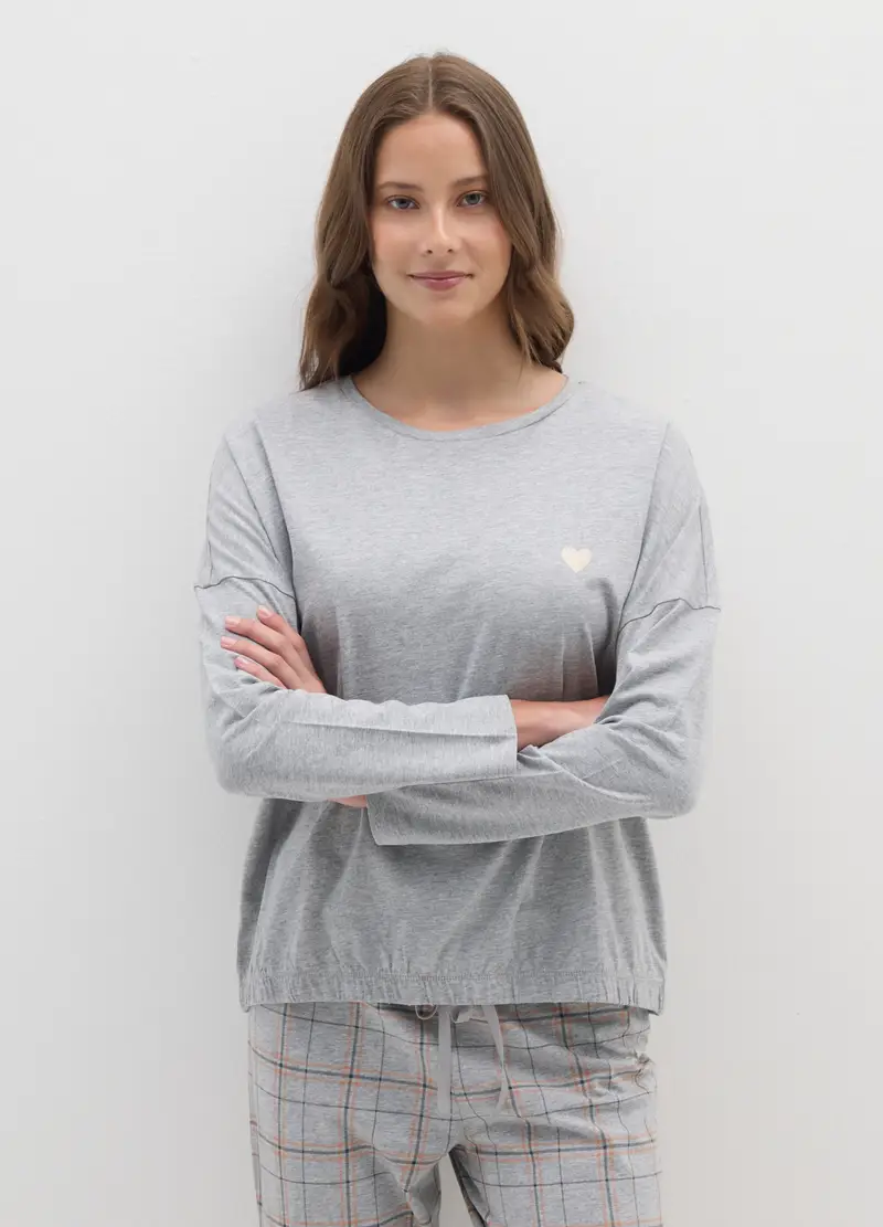 Pigiama In Misto Cotone Grigio Regular Fit, Donna, Grigio miniatura 2