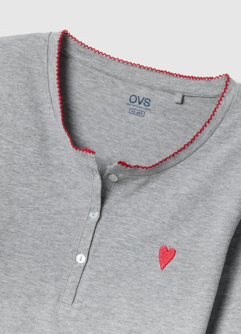 Pigiama In Misto Cotone Grigio Regular Fit, Donna, Grigio miniatura 2