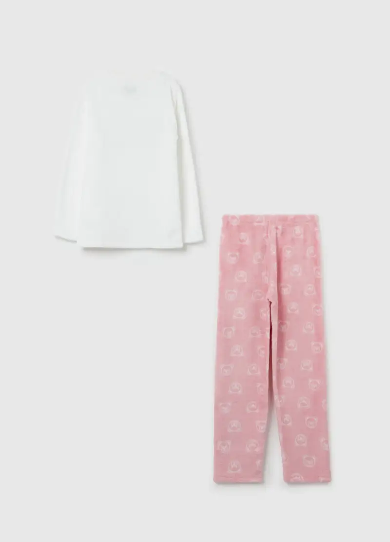 Pigiama In Pile Con Ricamo "mood Of The Day", Bambina, Multicolor miniatura 2