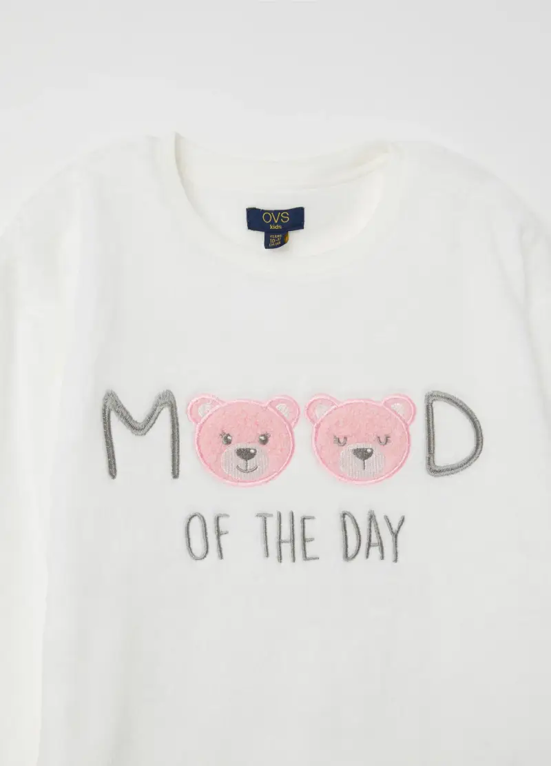 Pigiama In Pile Con Ricamo "mood Of The Day", Bambina, Multicolor miniatura 3