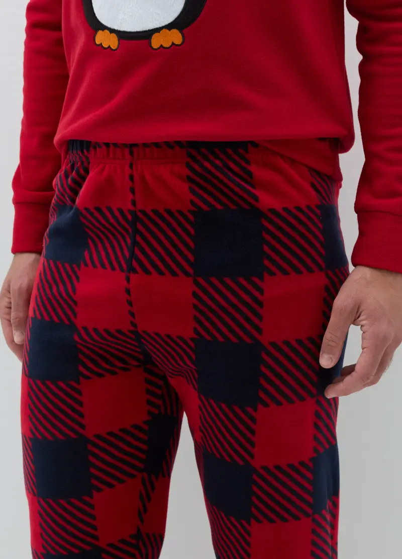 Pigiama In Pile Con Ricamo Pinguino, Uomo, Multicolor miniatura 3