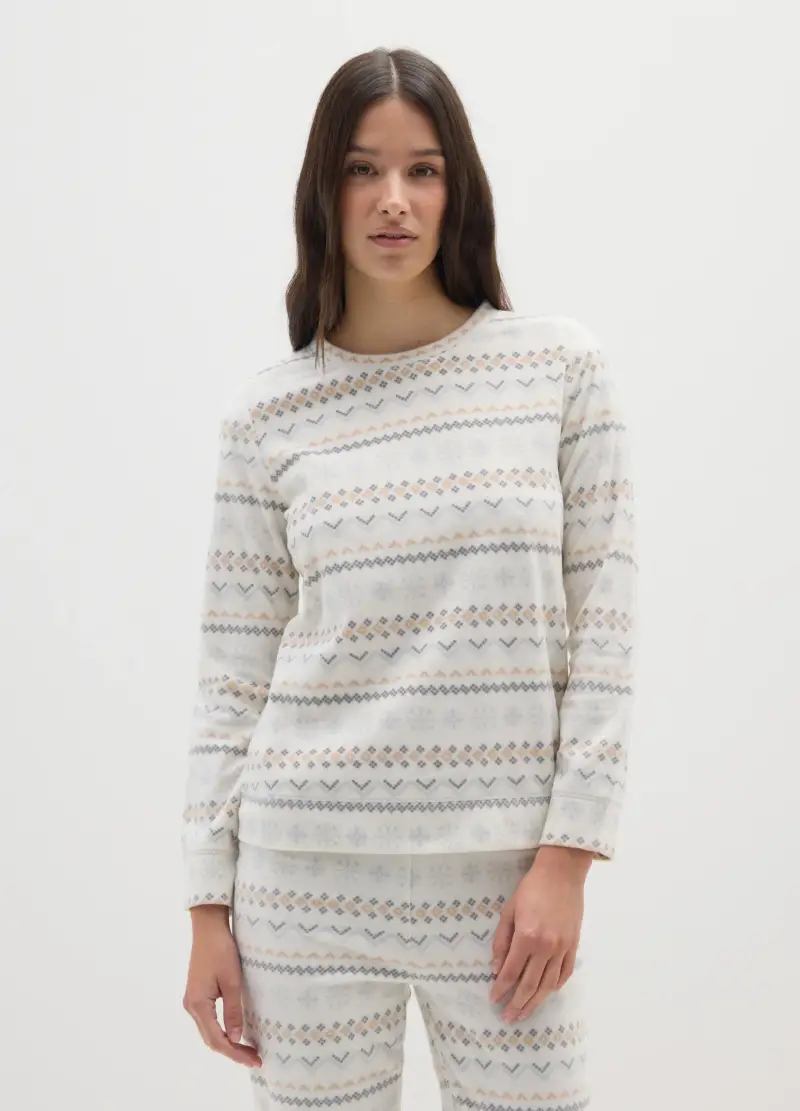 Pigiama In Pile Multicolor Regular Fit, Donna, Multicolor miniatura 2