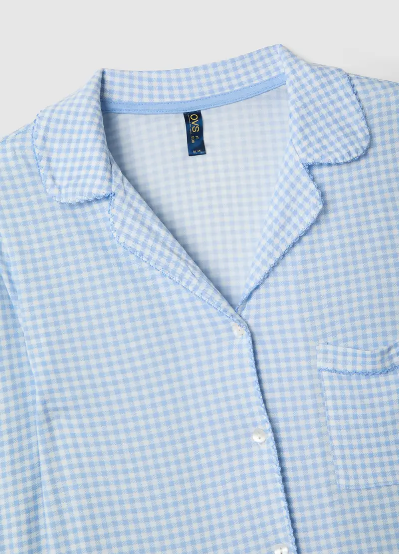 Pigiama In Pura Viscosa A Quadri Multicolor Regular Fit Con Collo A V, Donna, Multicolor miniatura 2