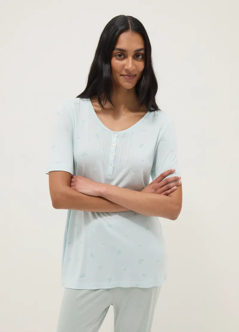 Pigiama In Pura Viscosa Azzurro Regular Fit, Donna, Azzurro miniatura 2