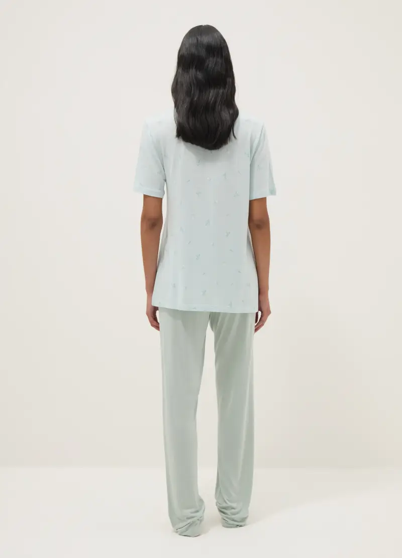 Pigiama In Pura Viscosa Azzurro Regular Fit, Donna, Azzurro miniatura 3