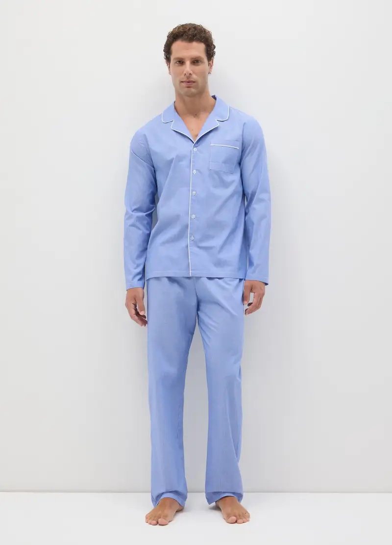 OVS , Pigiama In Puro Cotone Azzurro Regular Fit, Uomo, Azzurro, Taglia: S