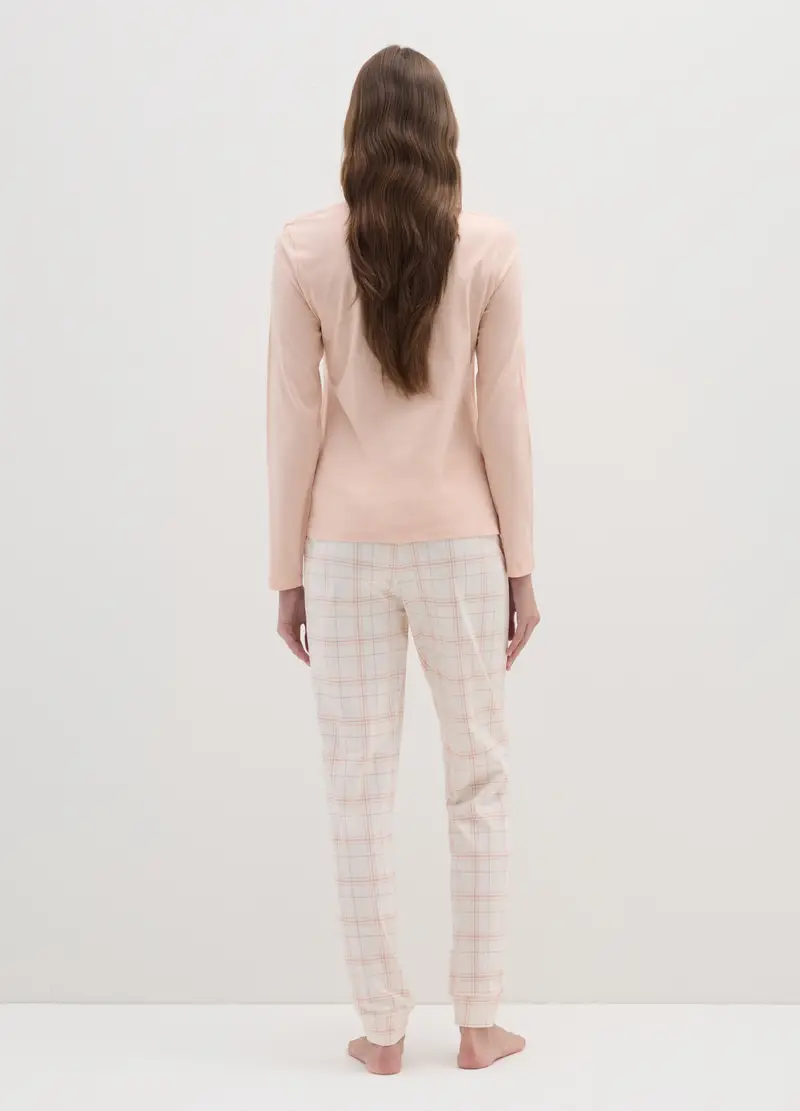 Pigiama In Puro Cotone Beige Regular Fit, Donna, Beige miniatura 3