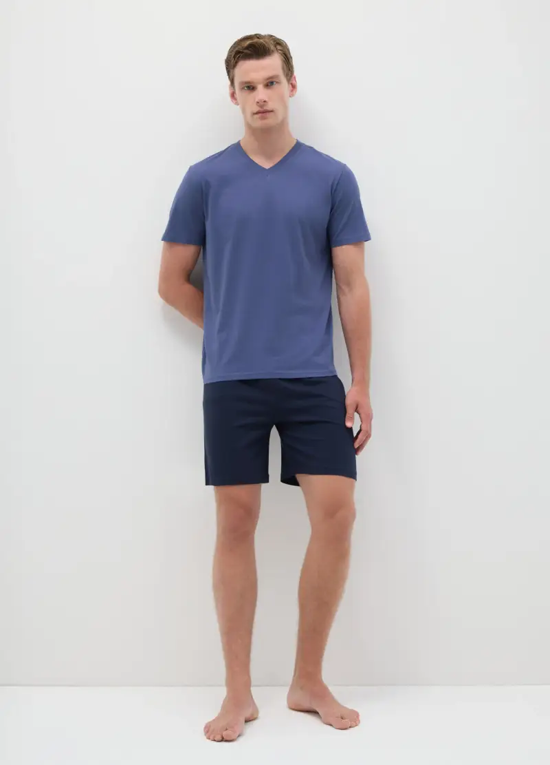 Pigiama In Puro Cotone Blu Regular Fit, Uomo, Blu