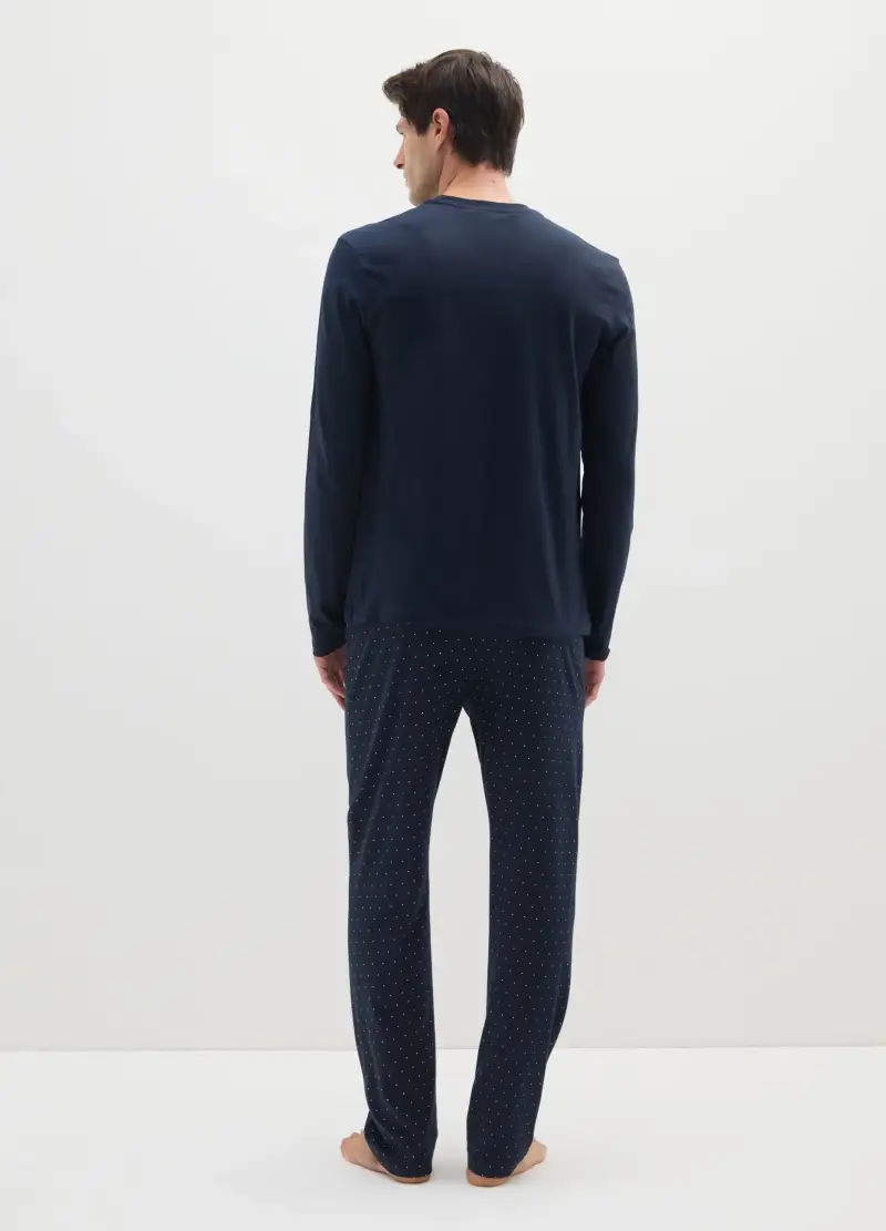 Pigiama In Puro Cotone Blu Regular Fit, Uomo, Blu miniatura 3