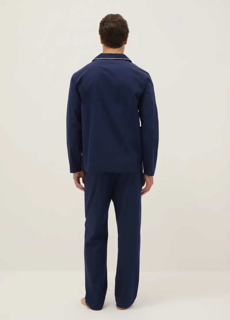 Pigiama In Puro Cotone Blu Regular Fit, Uomo, Blu miniatura 3