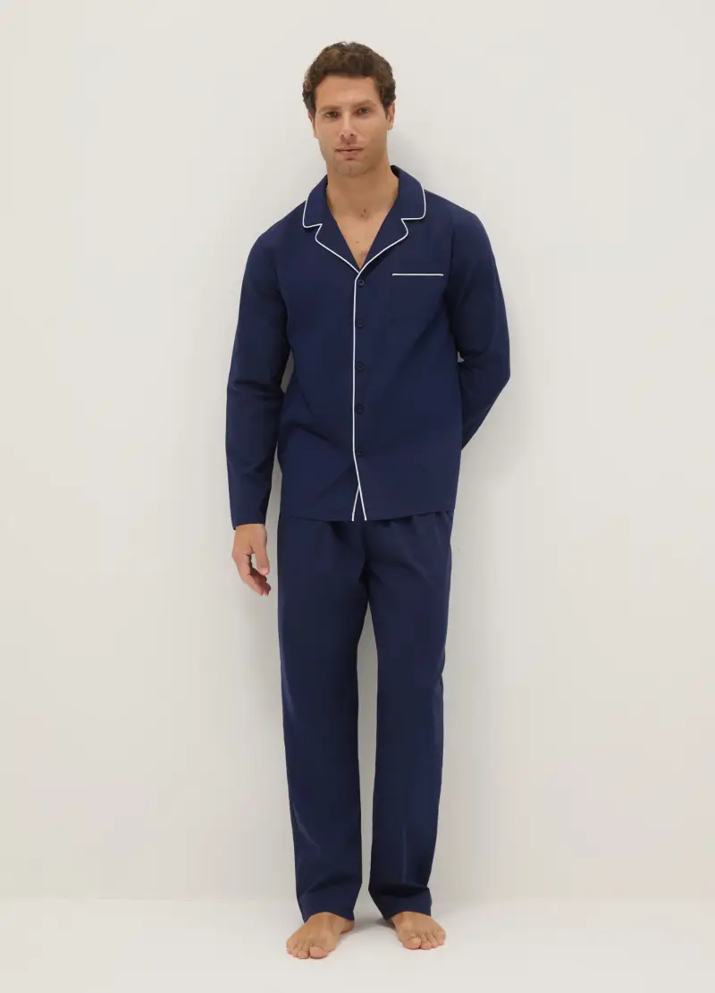 Pigiama In Puro Cotone Blu Regular Fit, Uomo, Blu