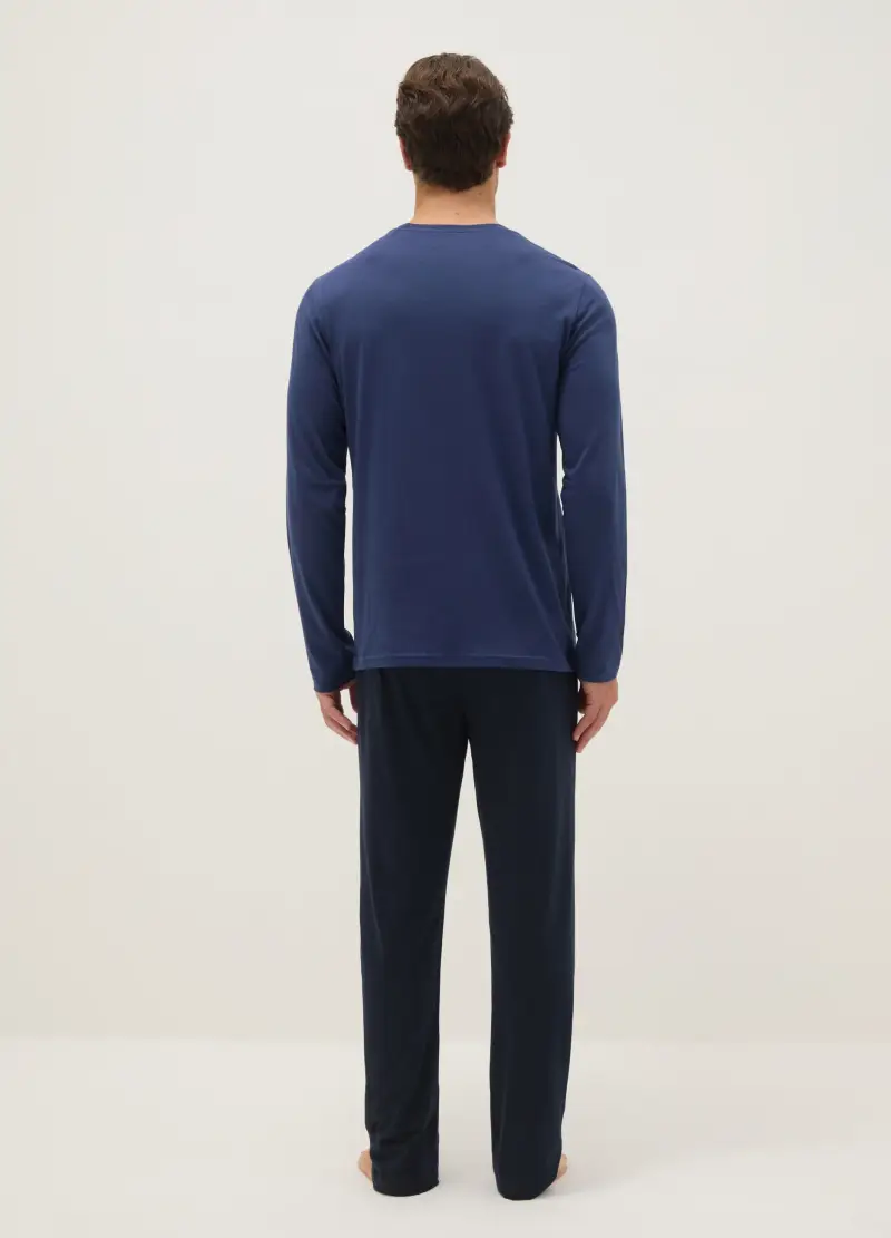Pigiama In Puro Cotone Blu Regular Fit, Uomo, Blu miniatura 3