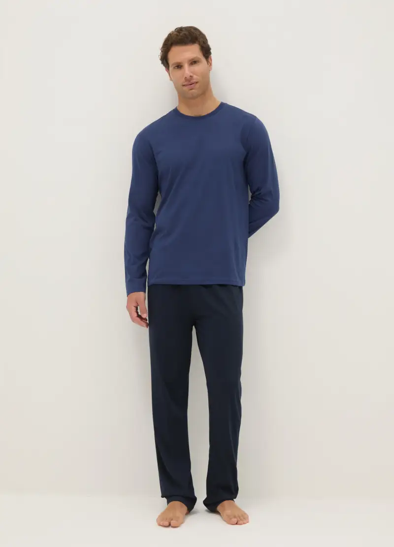 Pigiama In Puro Cotone Blu Regular Fit, Uomo, Blu