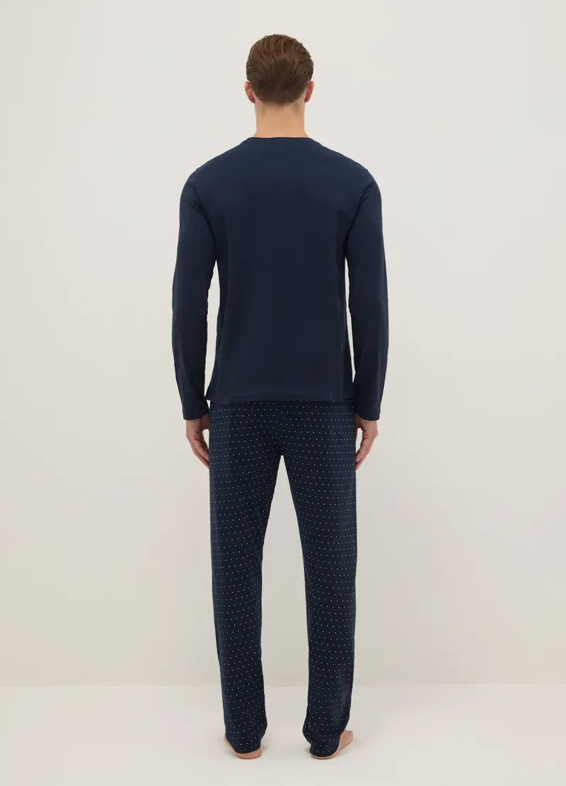 Pigiama In Puro Cotone Blu Regular Fit, Uomo, Blu miniatura 3