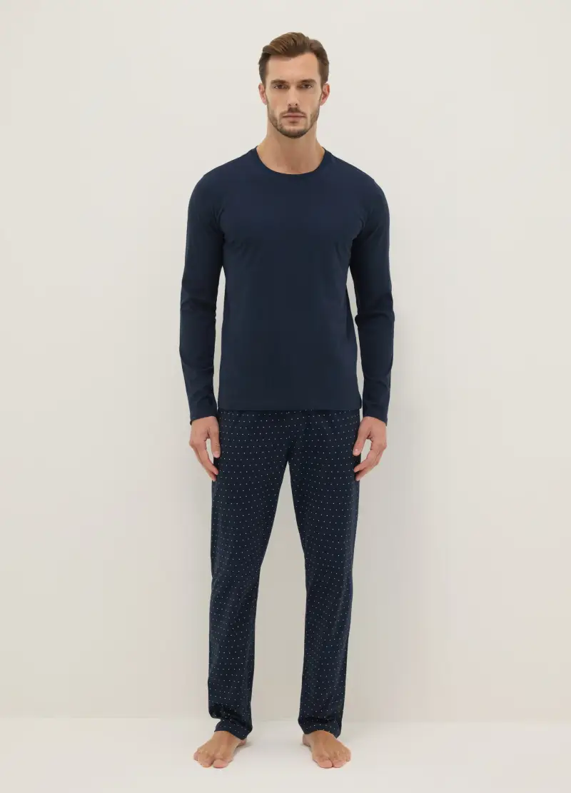 Pigiama In Puro Cotone Blu Regular Fit, Uomo, Blu