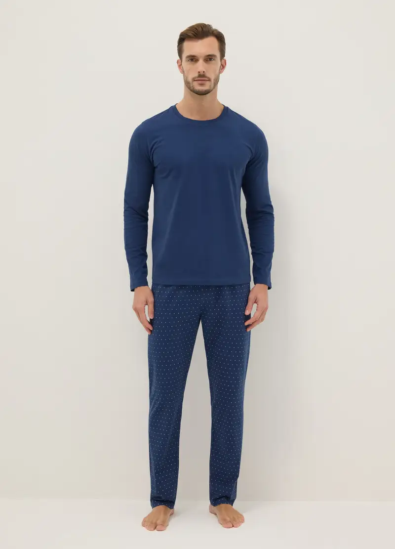 Pigiama In Puro Cotone Blu Regular Fit, Uomo, Blu