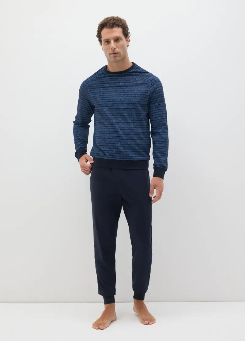 OVS, Pigiama In Puro Cotone Blu Regular Fit, Uomo, Blu, Taglia: S