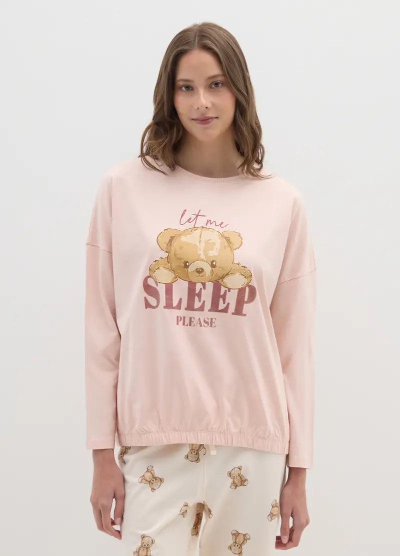 Pigiama In Puro Cotone Multicolor Con Stampa, Donna, Multicolor miniatura 2