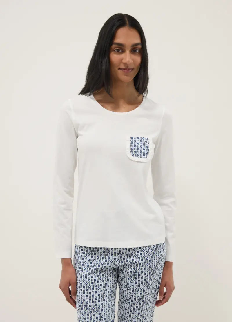 Pigiama In Puro Cotone Multicolor Regular Fit Con Fantasia, Donna, Multicolor miniatura 2