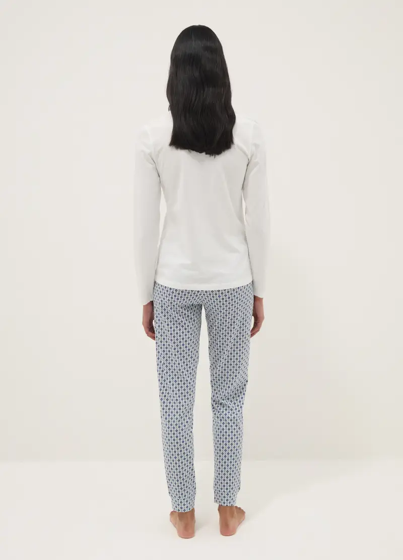 Pigiama In Puro Cotone Multicolor Regular Fit Con Fantasia, Donna, Multicolor miniatura 3