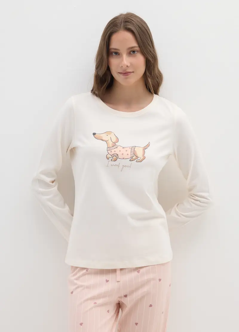 Pigiama In Puro Cotone Multicolor Regular Fit, Donna, Multicolor miniatura 2