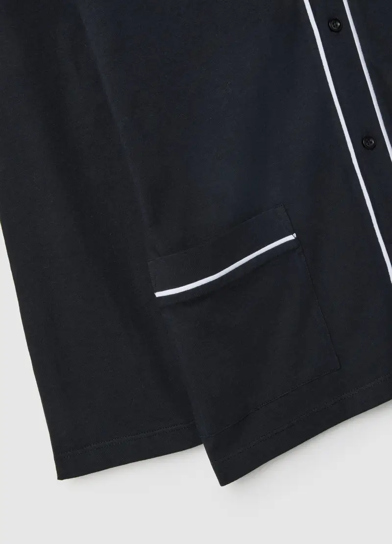 Pigiama In Puro Cotone Nero Regular Fit Con Dettagli In Contrasto, Uomo, Nero miniatura 2