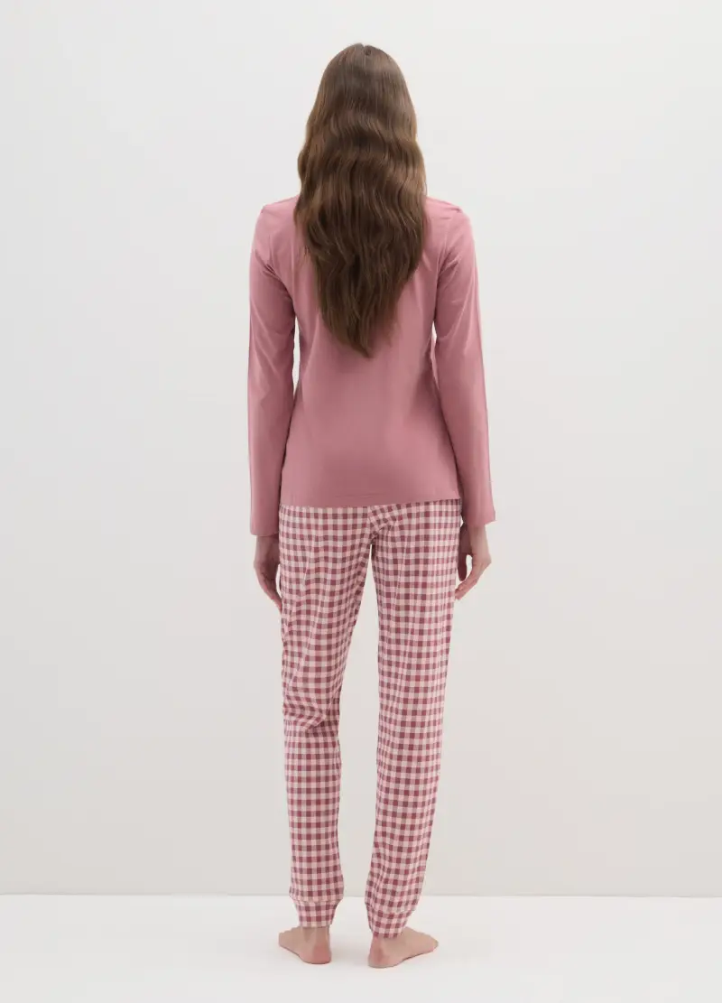 Pigiama In Puro Cotone Rosa Regular Fit, Donna, Rosa miniatura 3