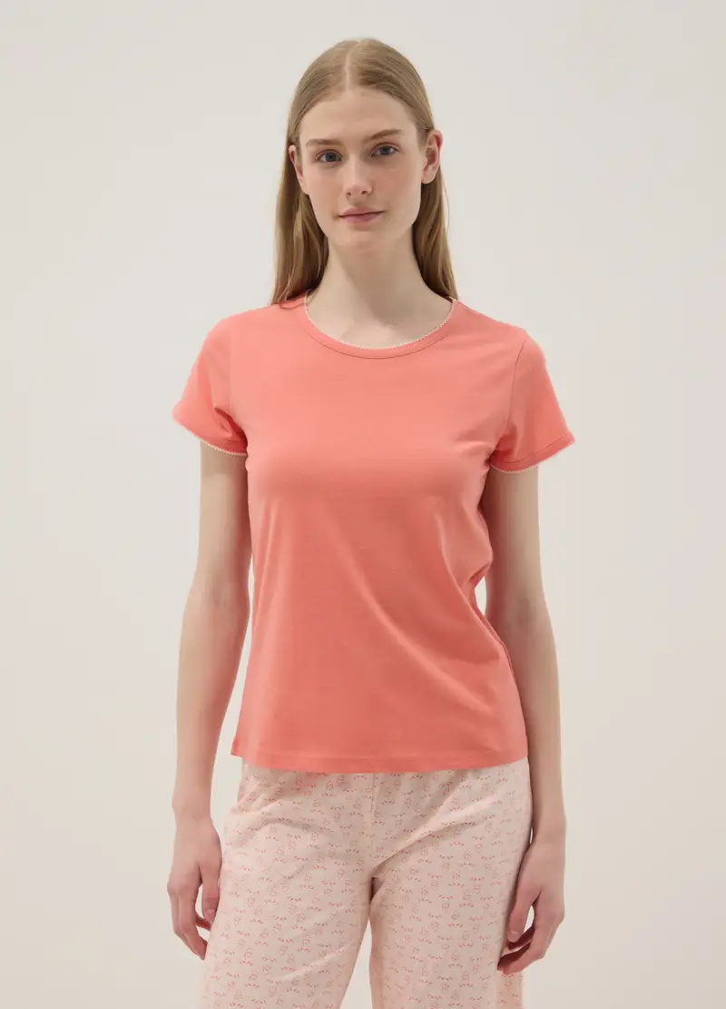 Pigiama In Puro Cotone Rosa Regular Fit, Donna, Rosa miniatura 2