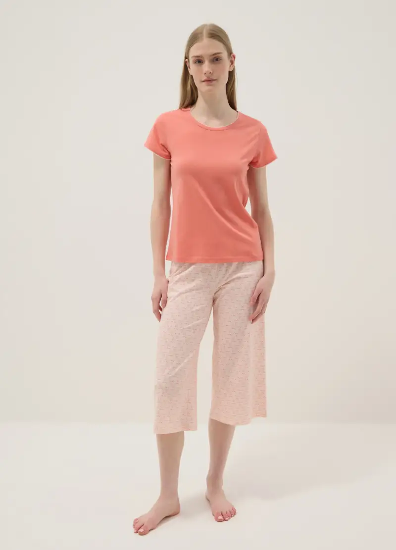 Pigiama In Puro Cotone Rosa Regular Fit, Donna, Rosa