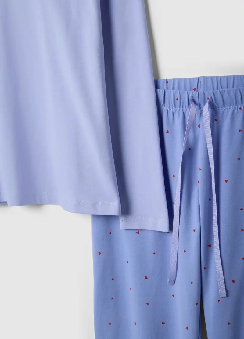 Pigiama In Puro Cotone Viola Regular Fit Con Ricamo, Donna, Viola miniatura 2