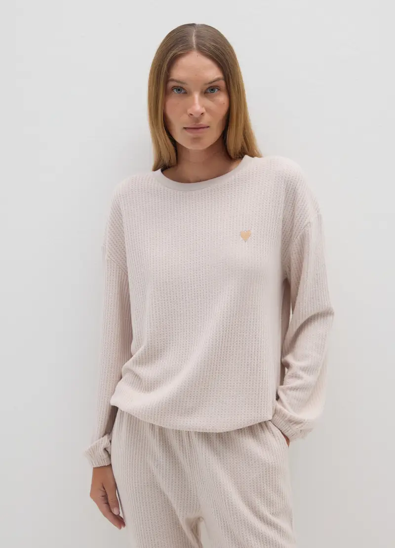 Pigiama In Tessuto Elasticizzato Beige Regular Fit, Donna, Beige miniatura 2