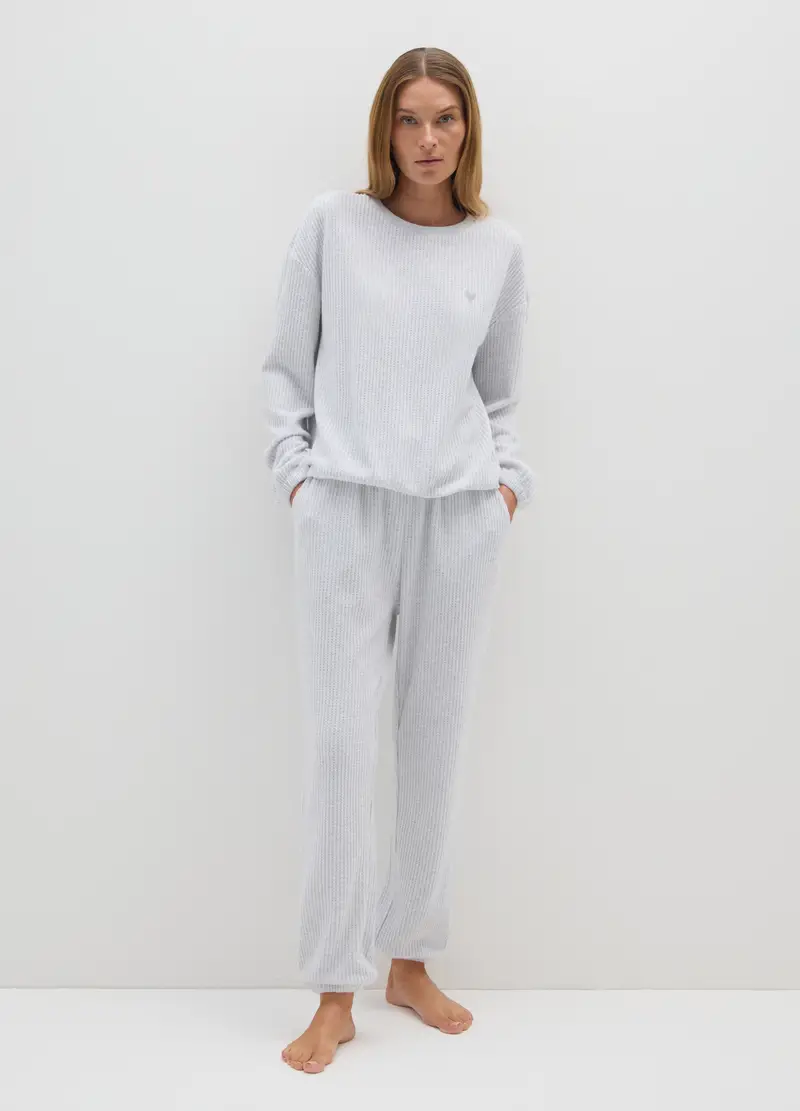 Pigiama In Tessuto Elasticizzato Grigio Regular Fit, Donna, Grigio