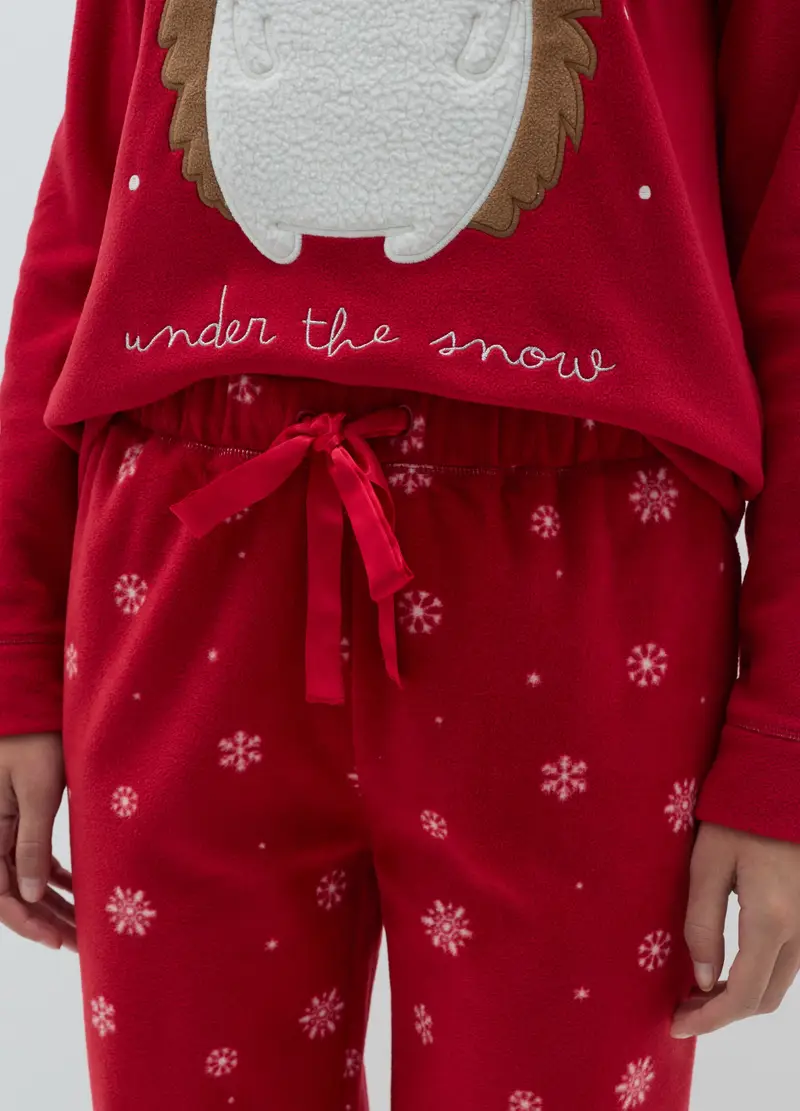 Pigiama In Velour Ricamo "under The Snow", Donna, Rosso miniatura 3