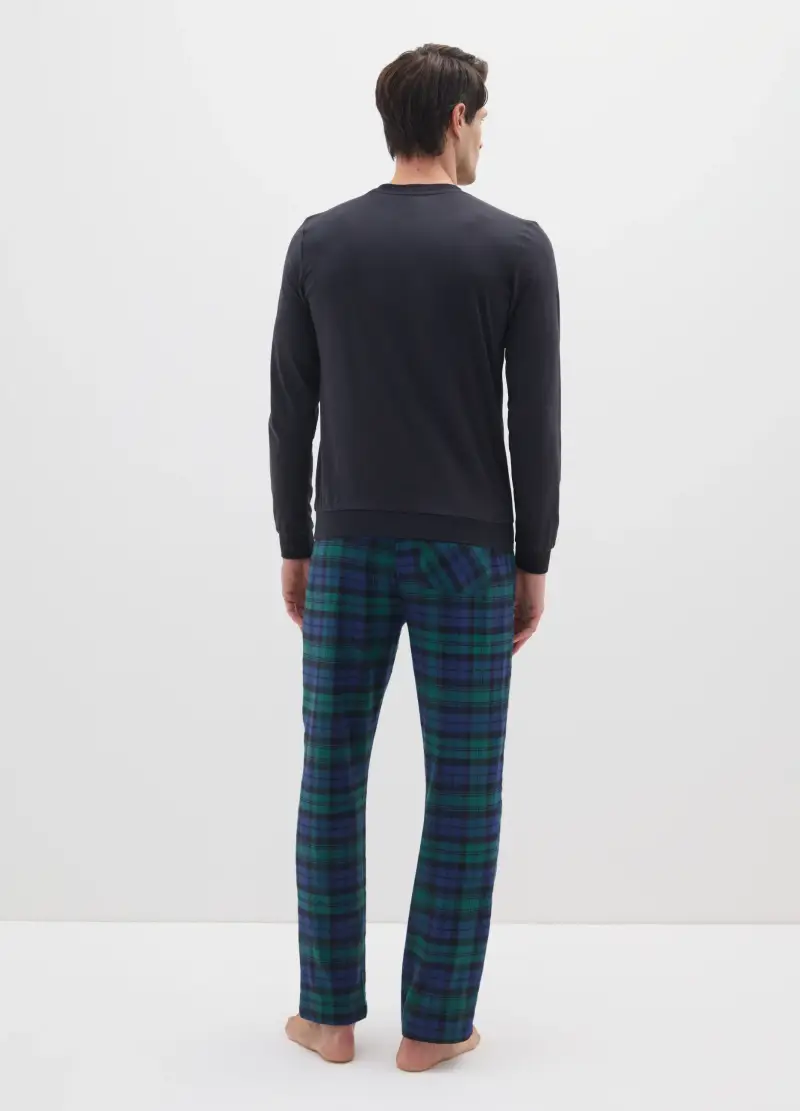 Pigiama Lungo A Quadri Multicolor In Puro Cotone Regular Fit, Uomo, Multicolor miniatura 3