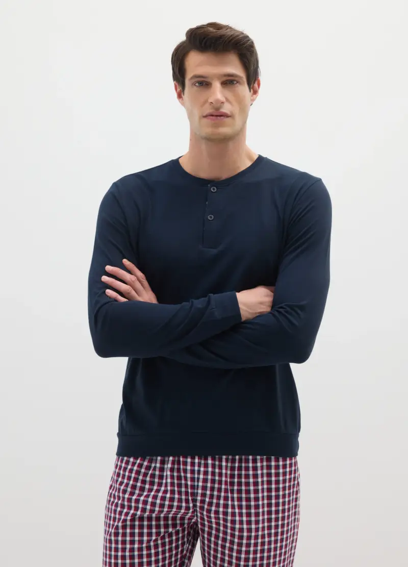 Pigiama Lungo A Quadri Multicolor In Puro Cotone Regular Fit, Uomo, Multicolor miniatura 2