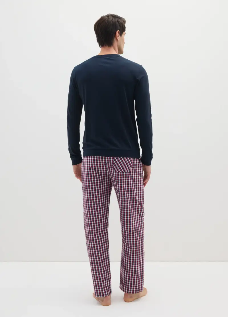 Pigiama Lungo A Quadri Multicolor In Puro Cotone Regular Fit, Uomo, Multicolor miniatura 3
