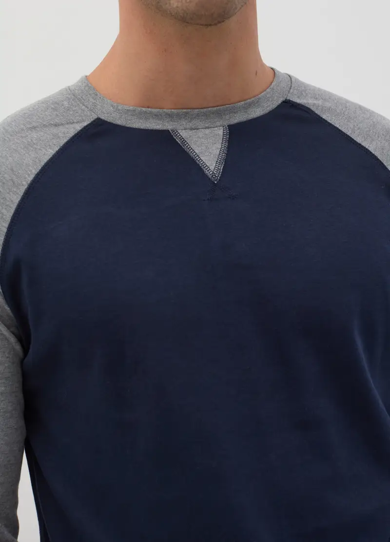 Pigiama Lungo Con Maniche Raglan, Uomo, Blu miniatura 3