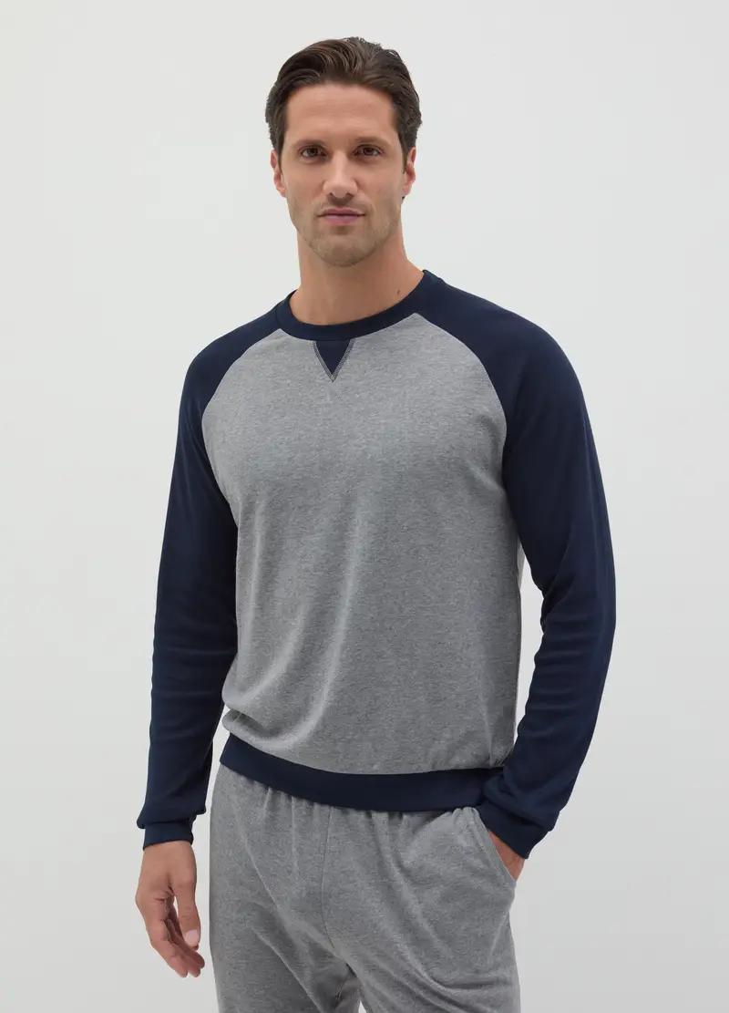 Pigiama Lungo Con Maniche Raglan, Uomo, Grigio miniatura 2