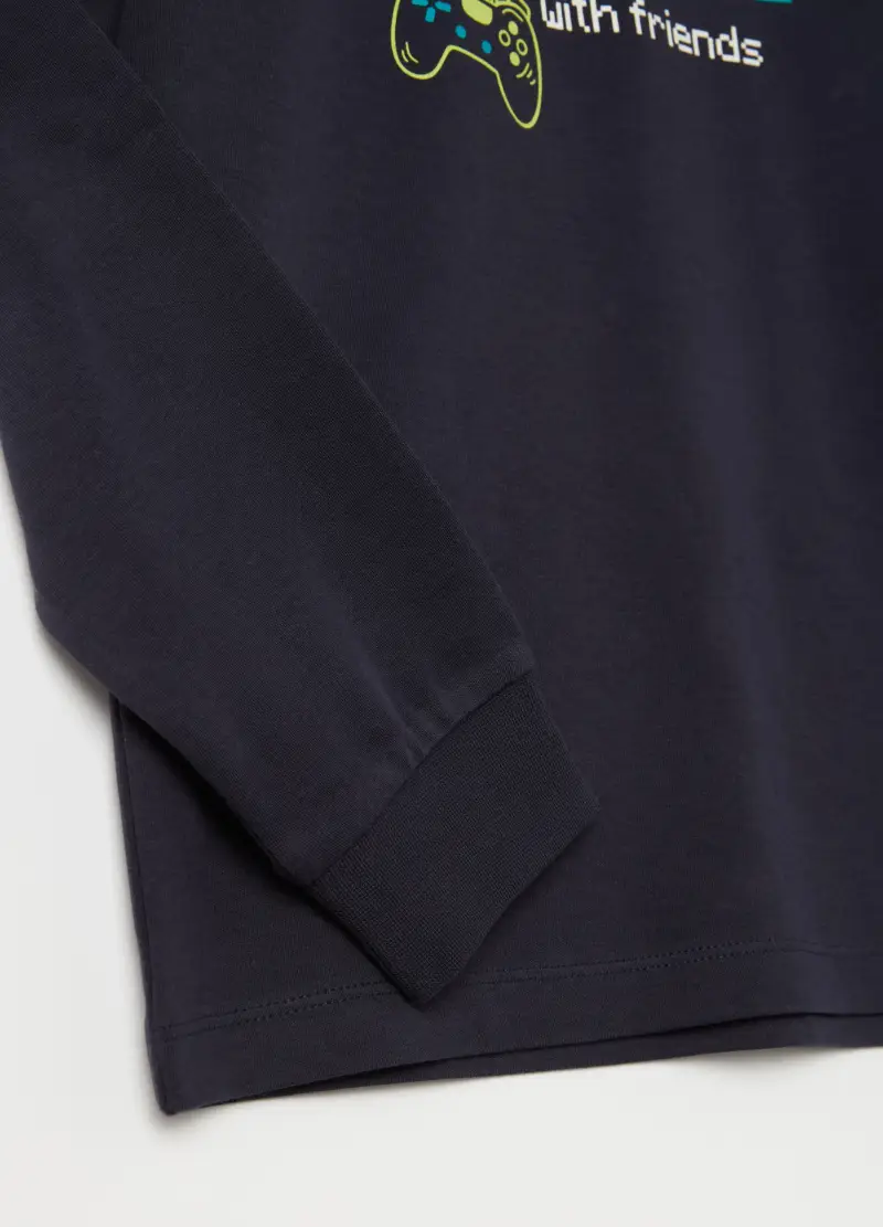 Pigiama Lungo Con Stampa Joystick, Bambino, Blu miniatura 3