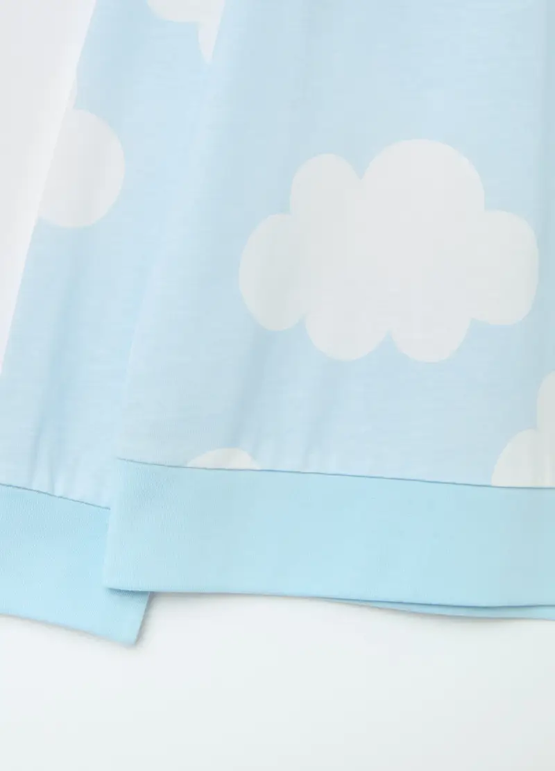 Pigiama Lungo Con Stampa Nuvole, Bambina, Multicolor miniatura 3