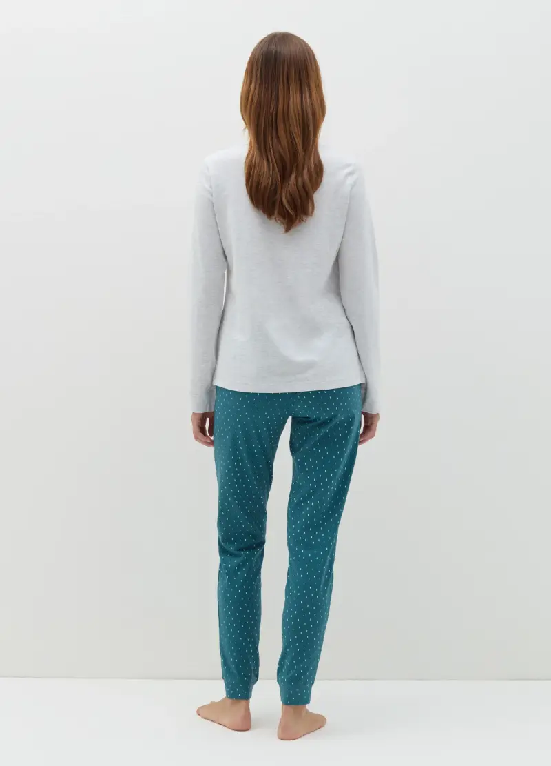 Pigiama Lungo In Cotone Bio, Donna, Multicolor miniatura 3