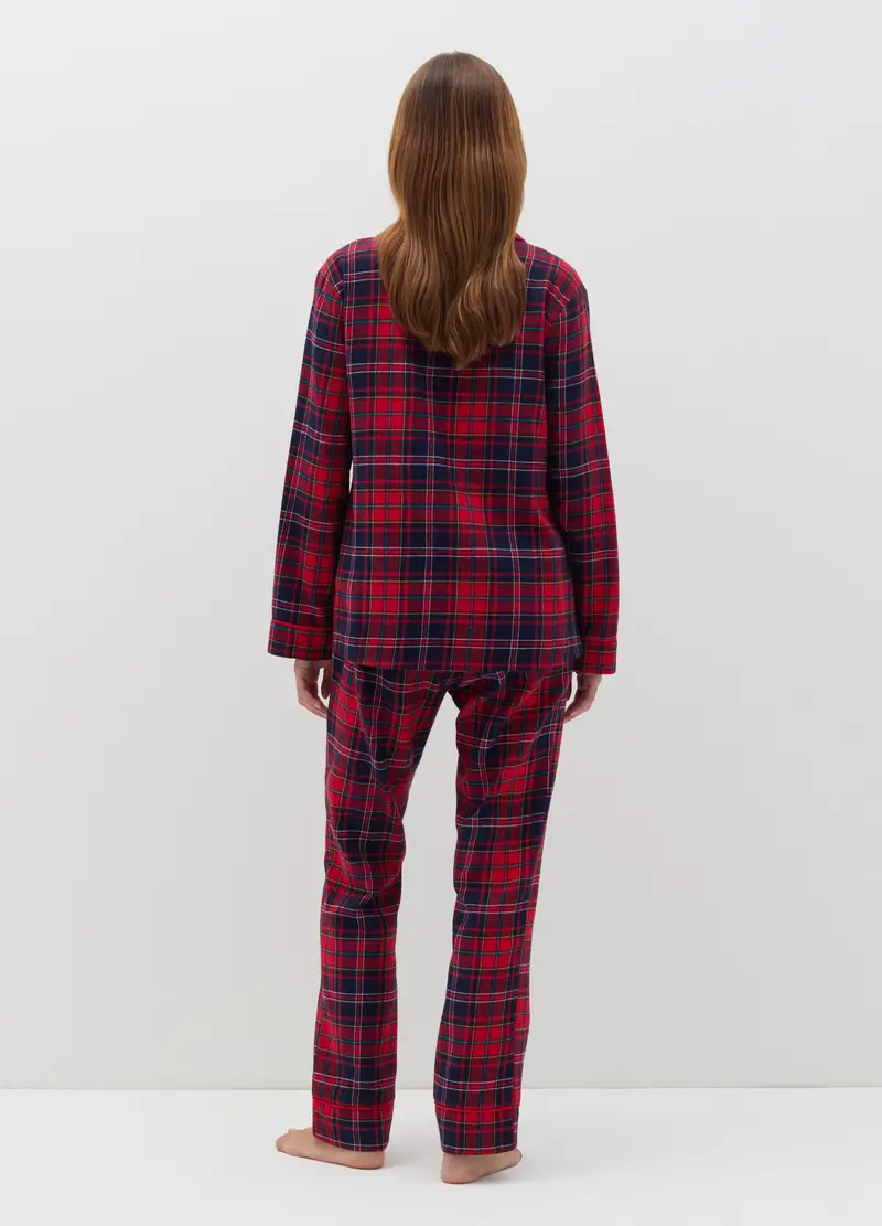 Pigiama Lungo In Flanella Fantasia Tartan, Donna, Multicolor miniatura 3