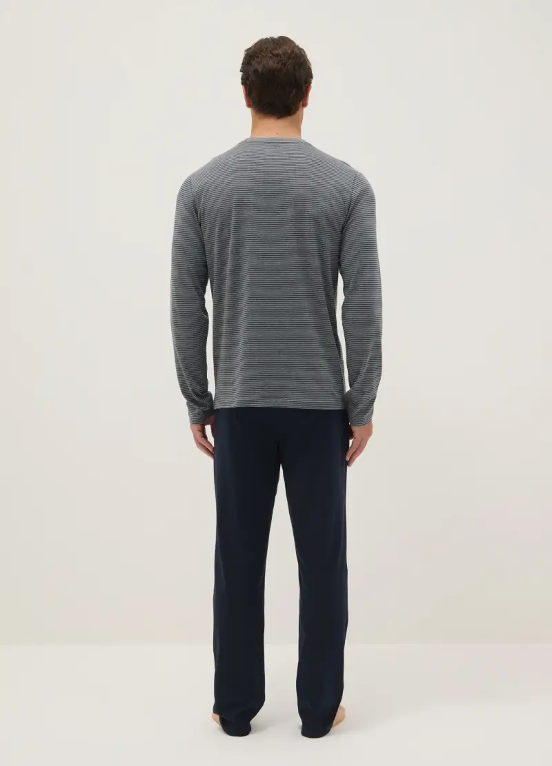 Pigiama Lungo In Puro Cotone Multicolor Regular Fit, Uomo, Multicolor miniatura 3