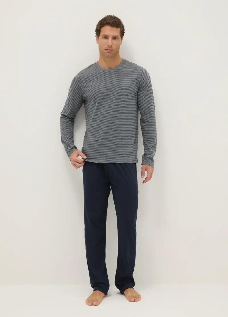 Pigiama Lungo In Puro Cotone Multicolor Regular Fit, Uomo, Multicolor