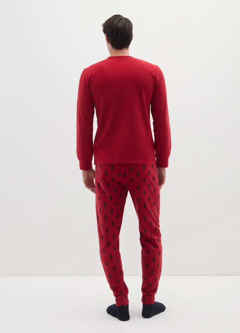 Pigiama Lungo Rosso Regular Fit Con Motivi Natalizi, Uomo, Rosso miniatura 3