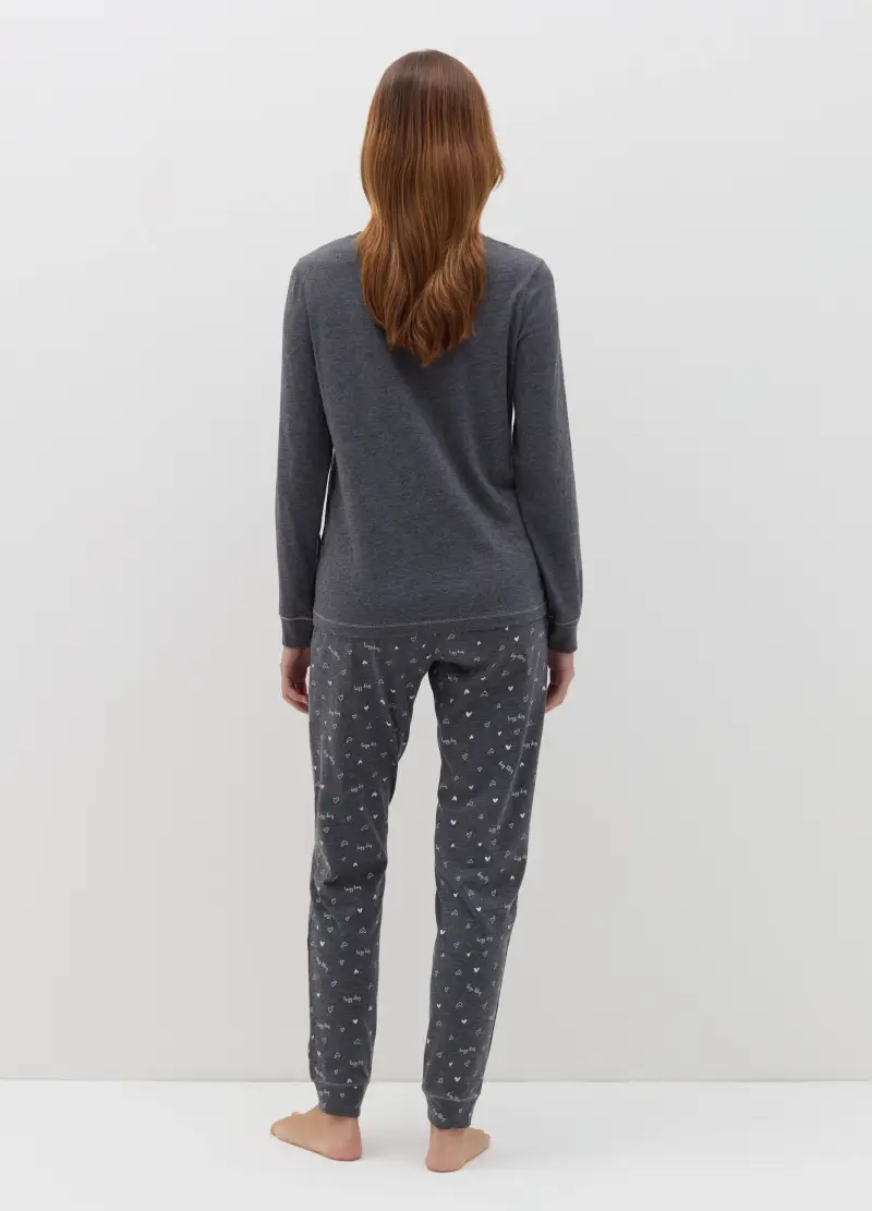 Pigiama Lungo Stampa "pyjamas All Day", Donna, Grigio miniatura 3