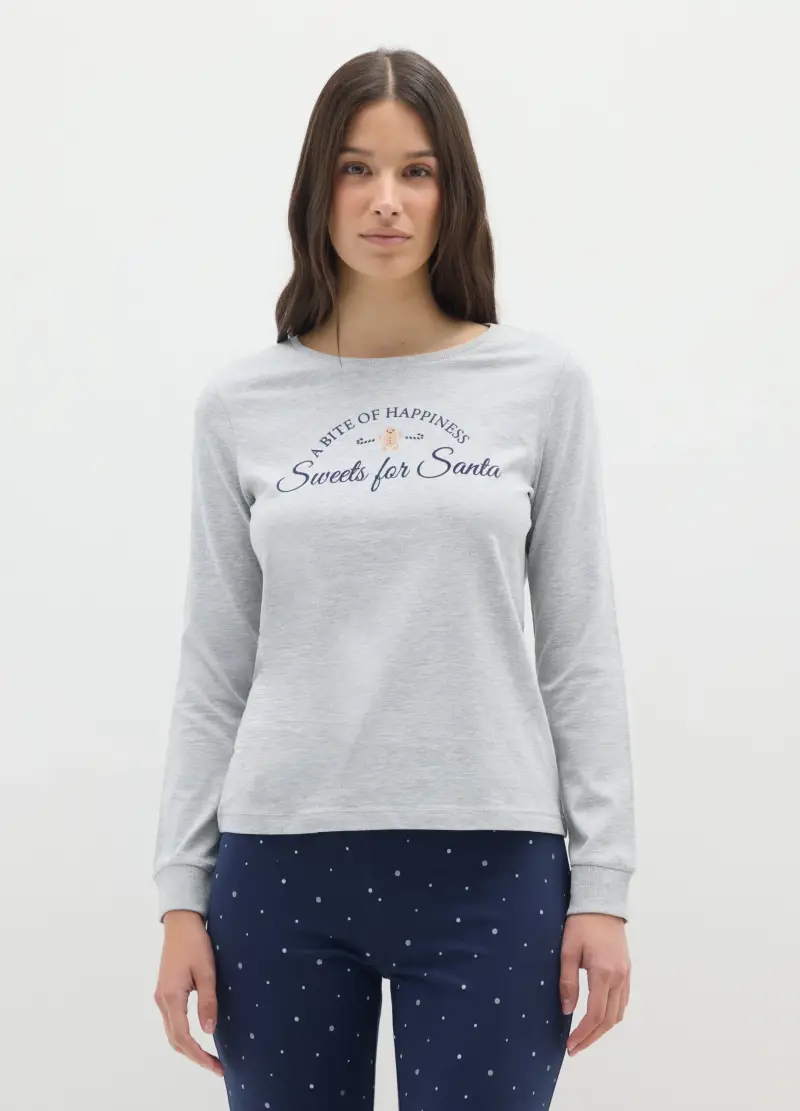 Pigiama Multicolor In Misto Cotone Regular Fit Con Pois, Donna, Multicolor miniatura 2