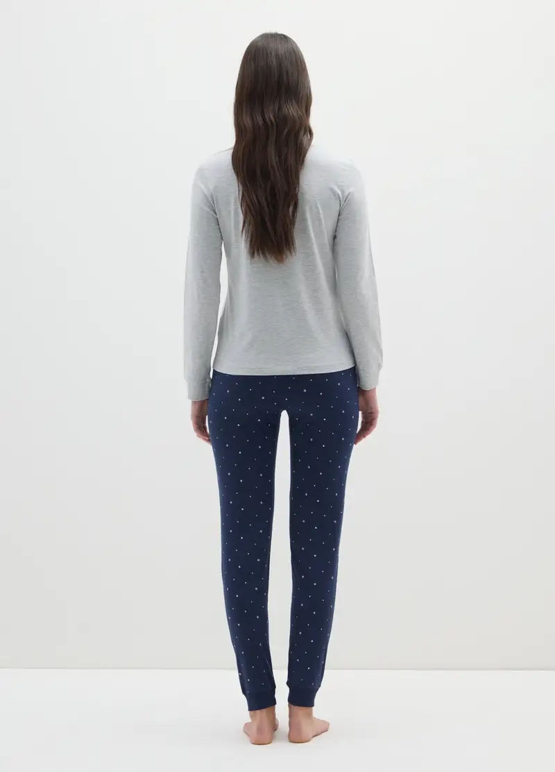 Pigiama Multicolor In Misto Cotone Regular Fit Con Pois, Donna, Multicolor miniatura 3