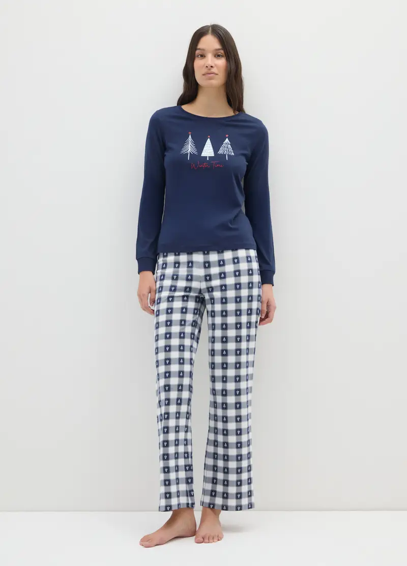 Pigiama Multicolor In Puro Cotone Regular Fit, Donna, Multicolor