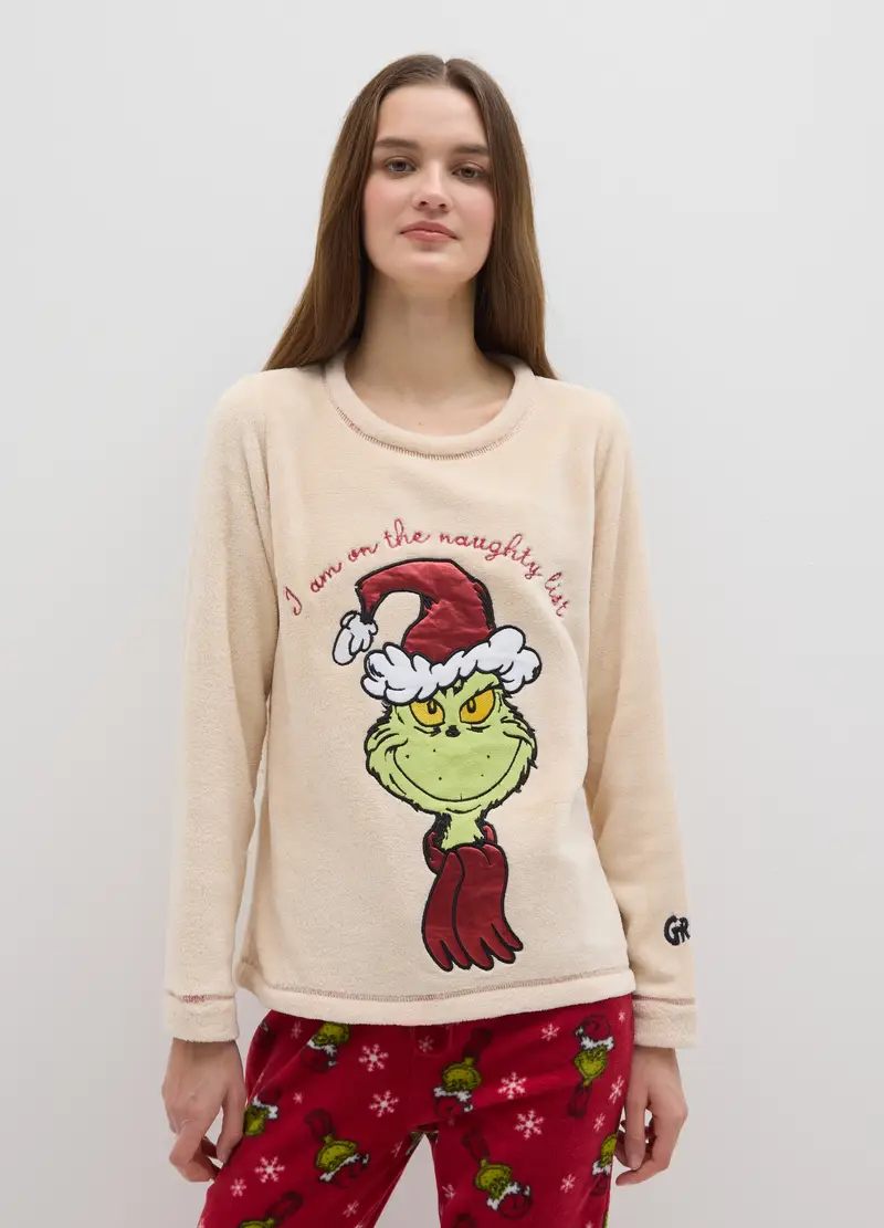 Pigiama Multicolor Natalizio Regular Fit Con Stampa Grinch, Donna, Multicolor miniatura 2
